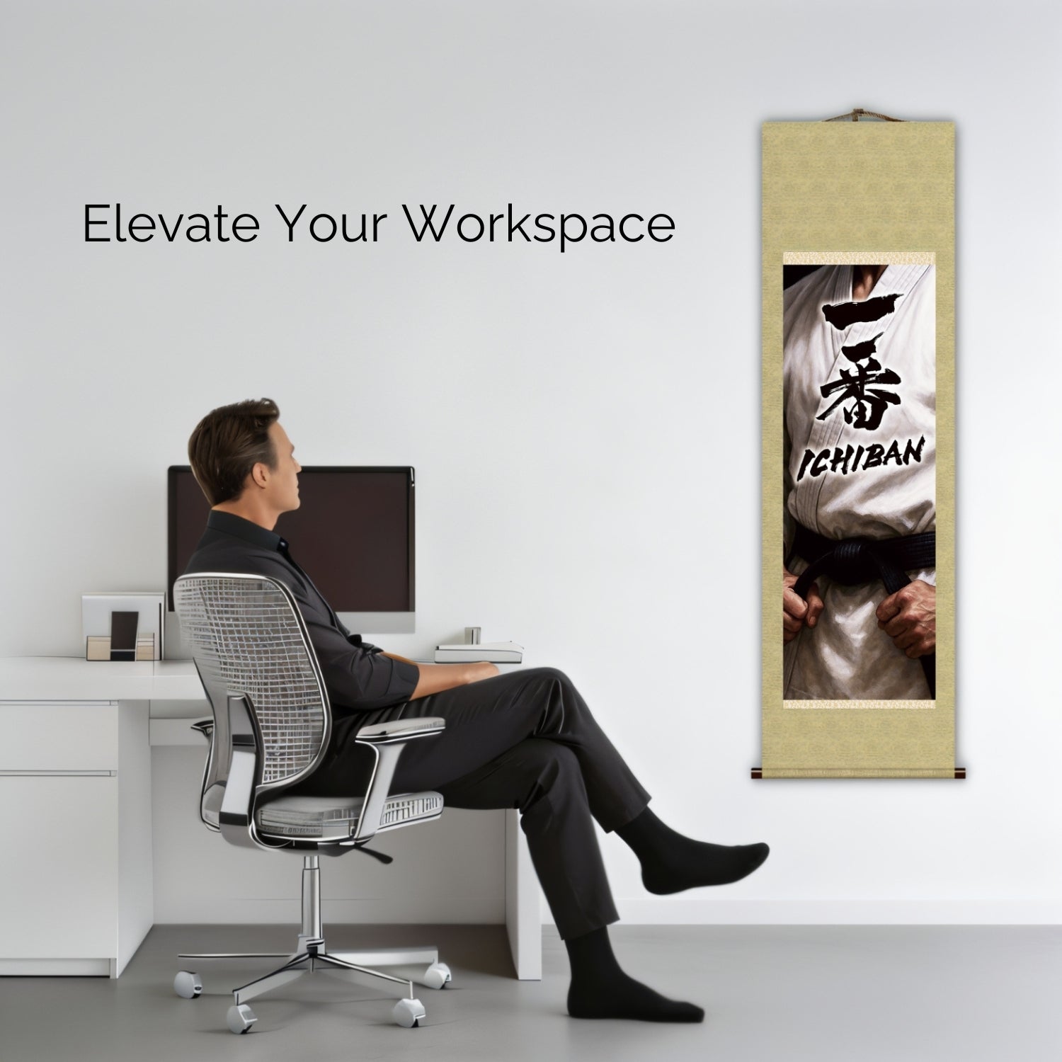 Arts martiaux japonais Ichiban Kakemono Tenture murale – Esprit de ceinture noire 